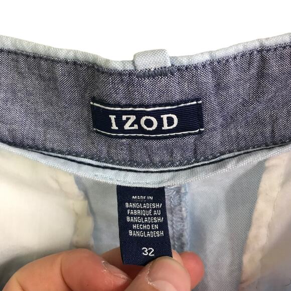 Izod Chino Short Mens Size 32 Light Blue LineLook Cotton Lightweight Simple - Picture 7 of 7
